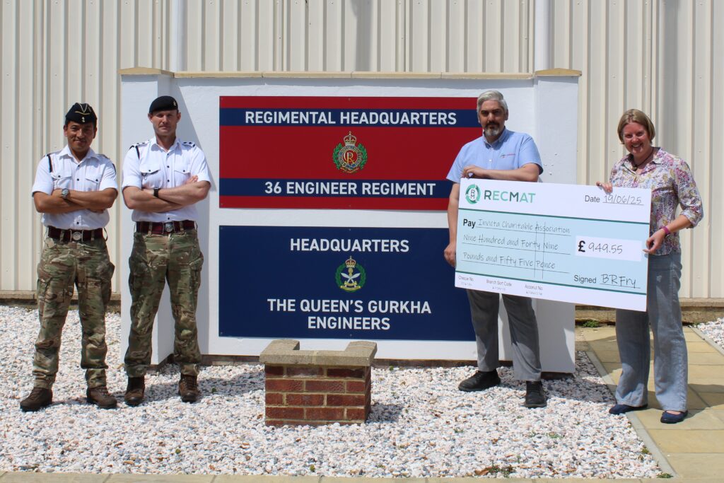 RecMat cheque donation to 36 Engineers